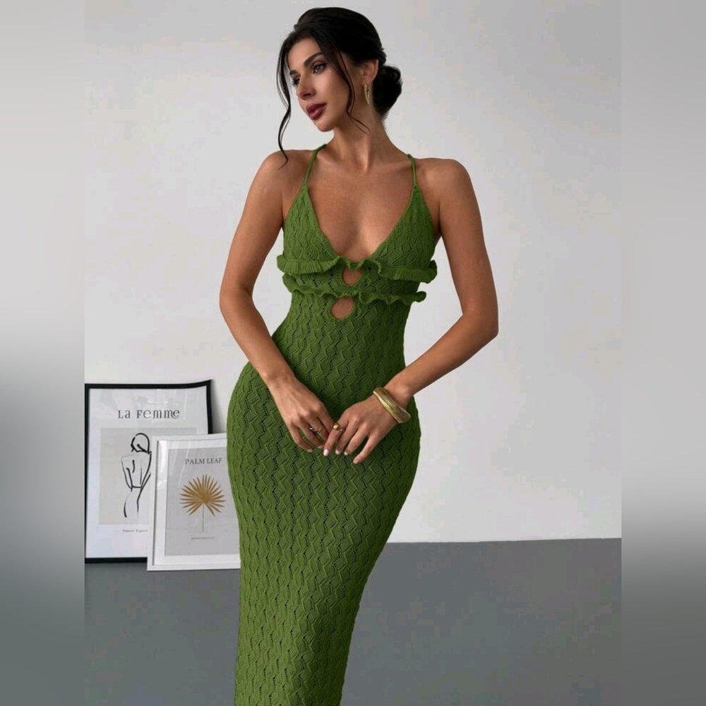 Elegant Green Sleeveless Dress
